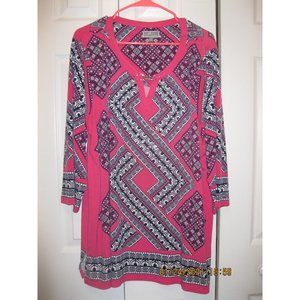 Black and Pink jeweled Top JM Collection size 3X